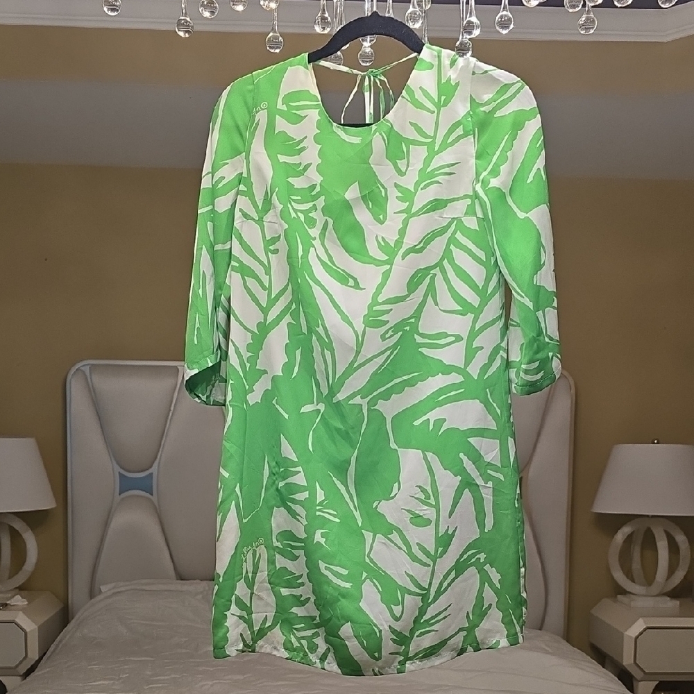 Lilly Pulitzer Green Leaf Print Mini Dress Size XS